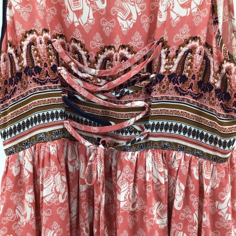 Entro Coral and Purple Sleeveless Midi Dress - Picture 5 of 13
